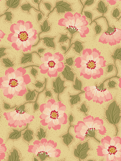 Floral Vintage Nostalgia Dark peel and stick wallpaper room mockup