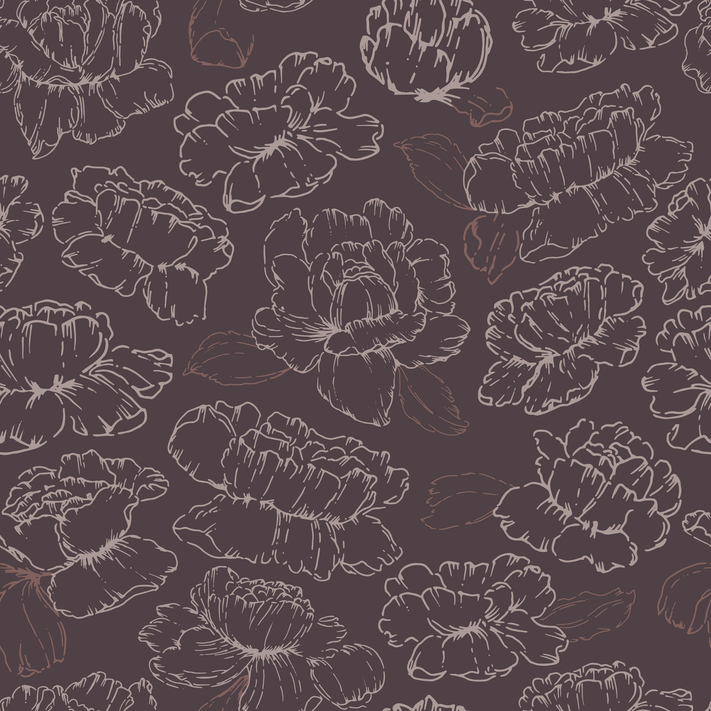 Floral in Aubergine Wallpaper