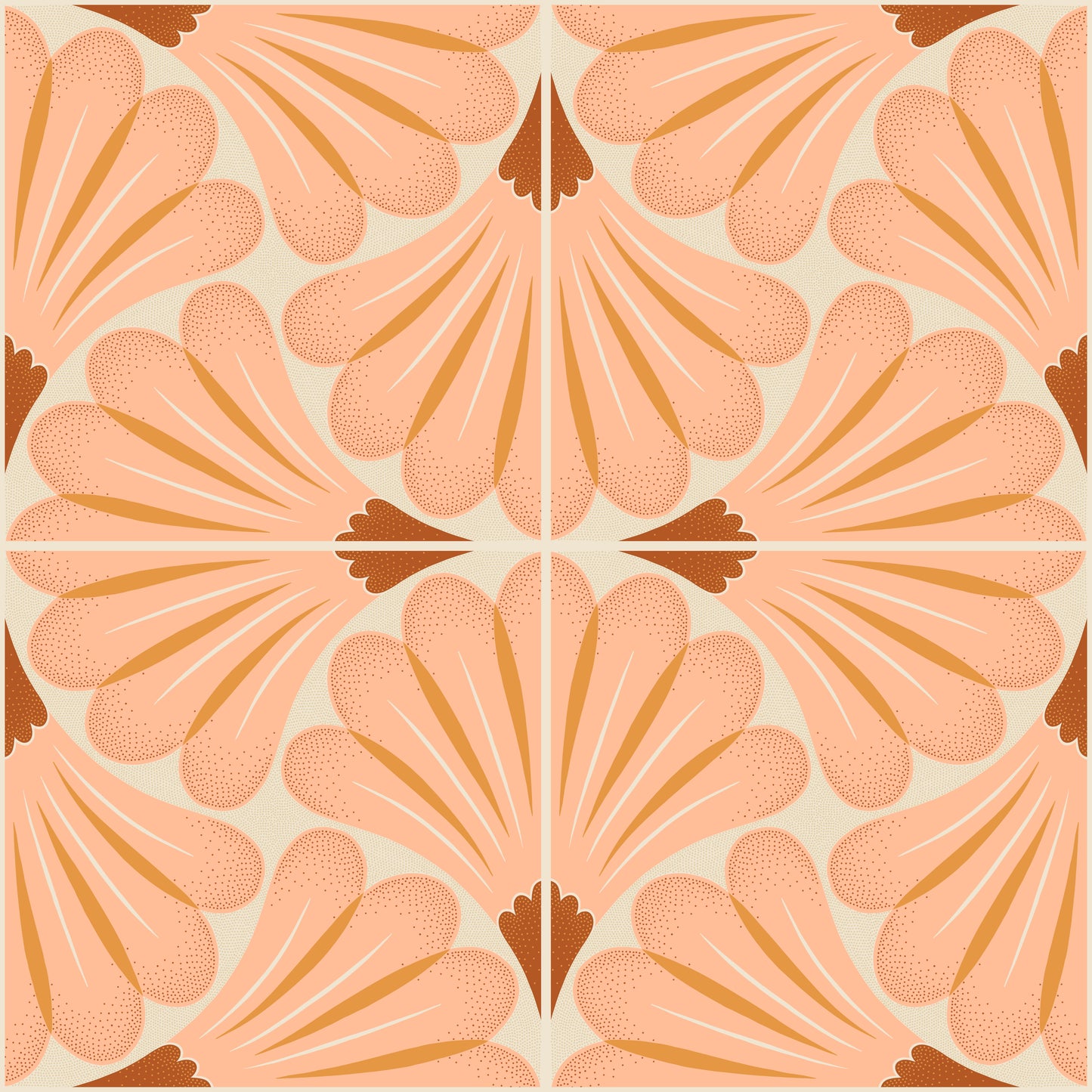 Patterned design with pink and brown florals on a beige background
