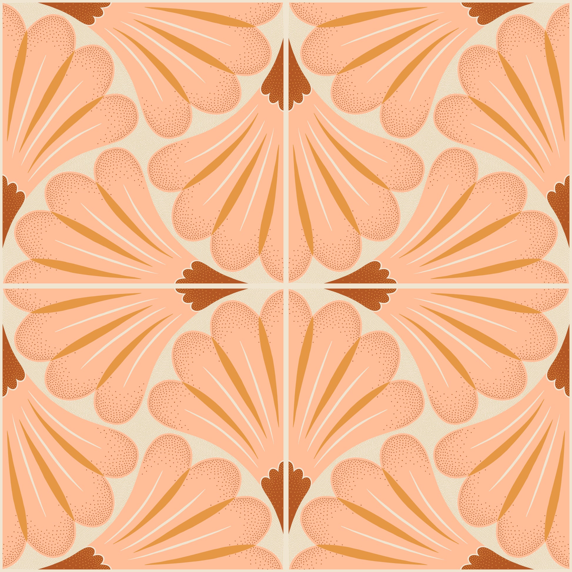 Patterned design with pink and brown florals on a beige background