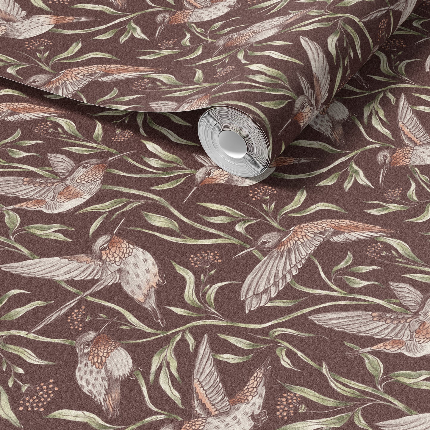 Flying Whimsical Birds peel and stick wallpaper room mockup