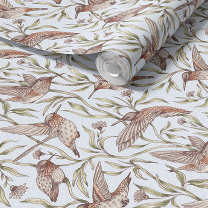 Flying Whimsical Birds peel and stick wallpaper room mockup