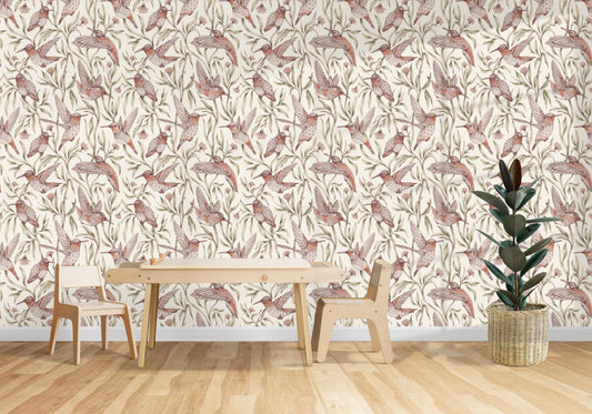 Flying Whimsical Birds Wallpaper