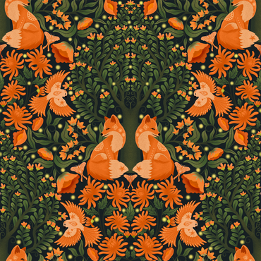 Foxes Night Forest