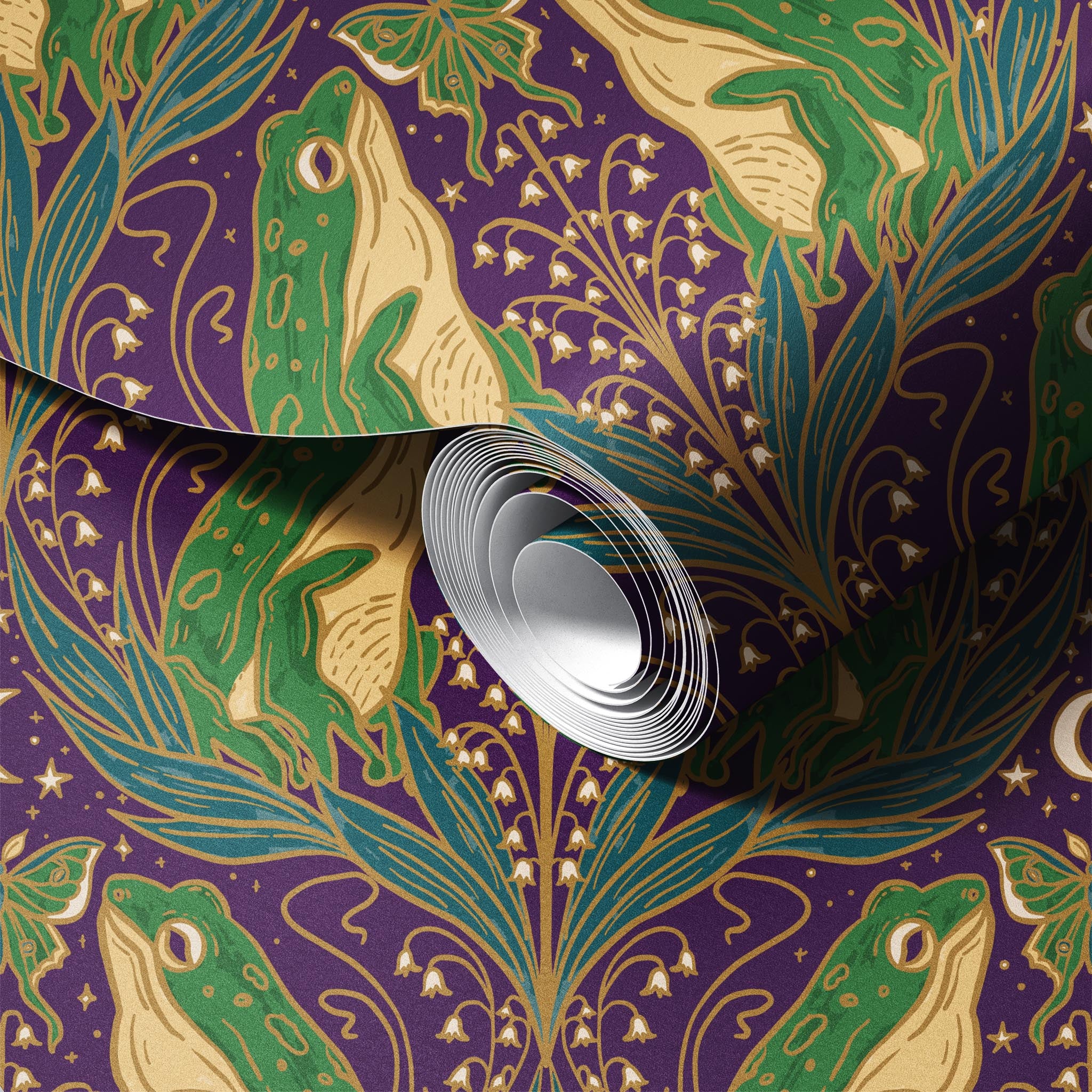 Frog Nouveau peel and stick wallpaper room mockup
