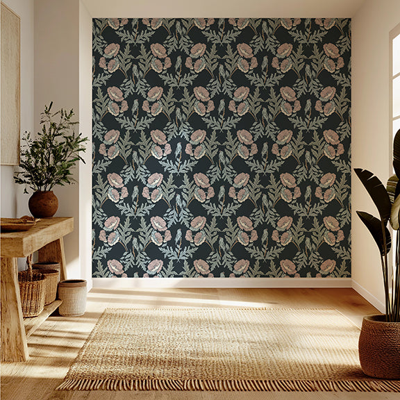Garden Aviary peel and stick wallpaper room mockup