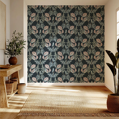 Garden Aviary peel and stick wallpaper room mockup