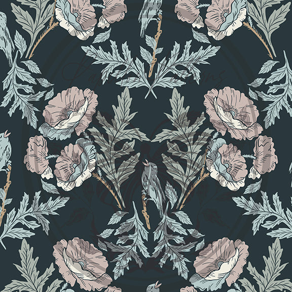 Garden Aviary peel and stick wallpaper pattern swatch
