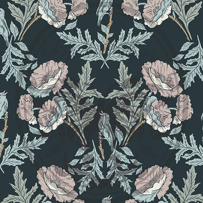 Garden Aviary peel and stick wallpaper pattern swatch
