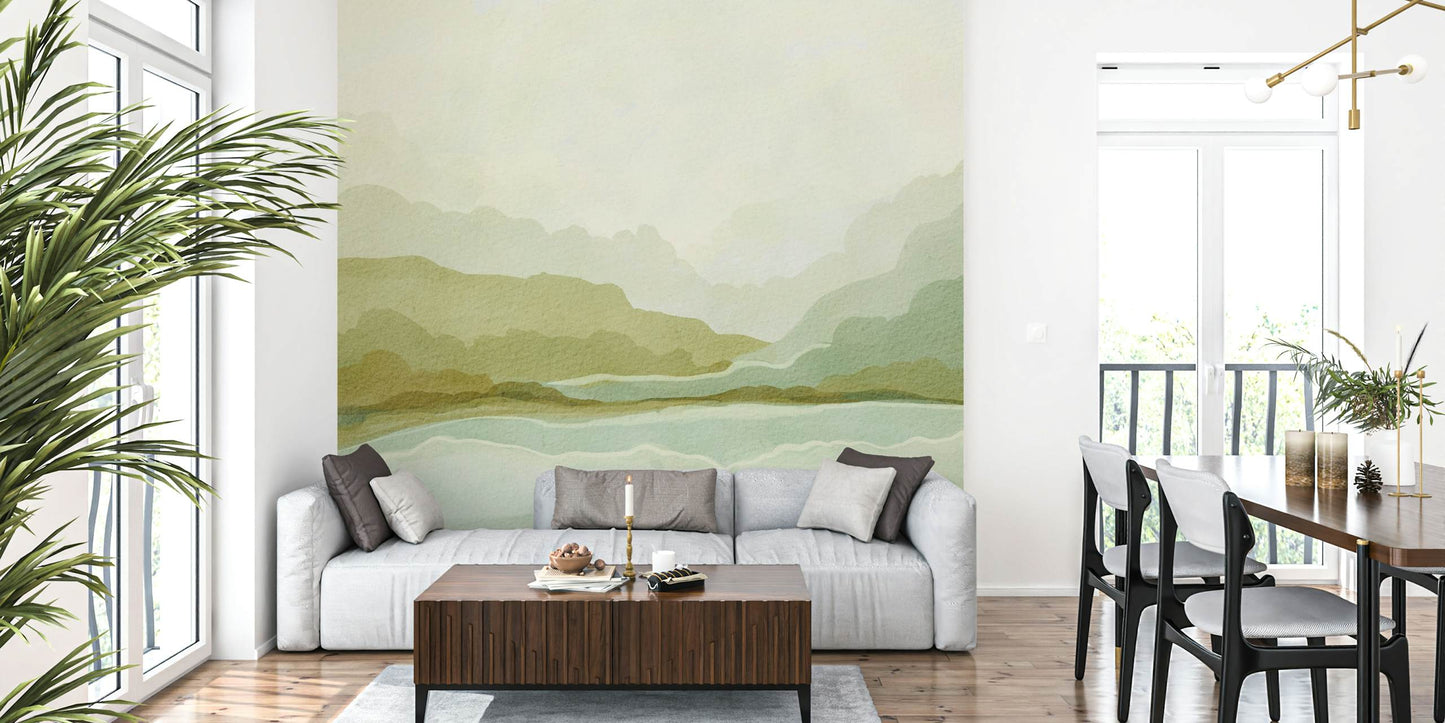 Gentle Hillside Charm Peel and Stick Wall Mural - Landscape, Neutral, Mural