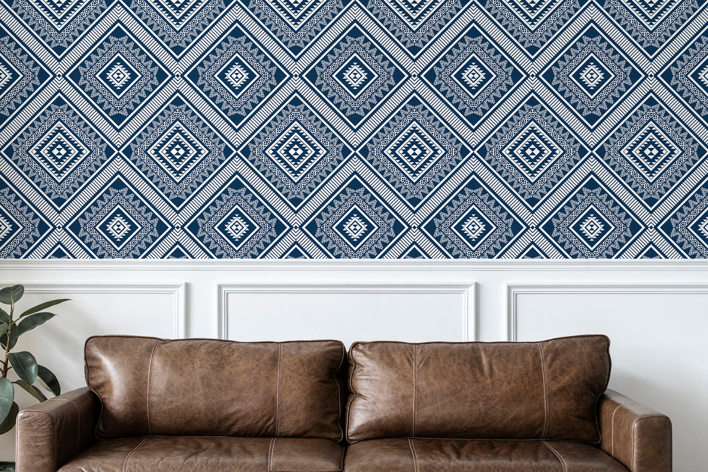 Geometric Diamonds peel and stick wallpaper room mockup