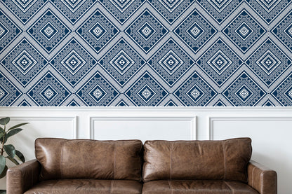 Geometric Diamonds peel and stick wallpaper room mockup