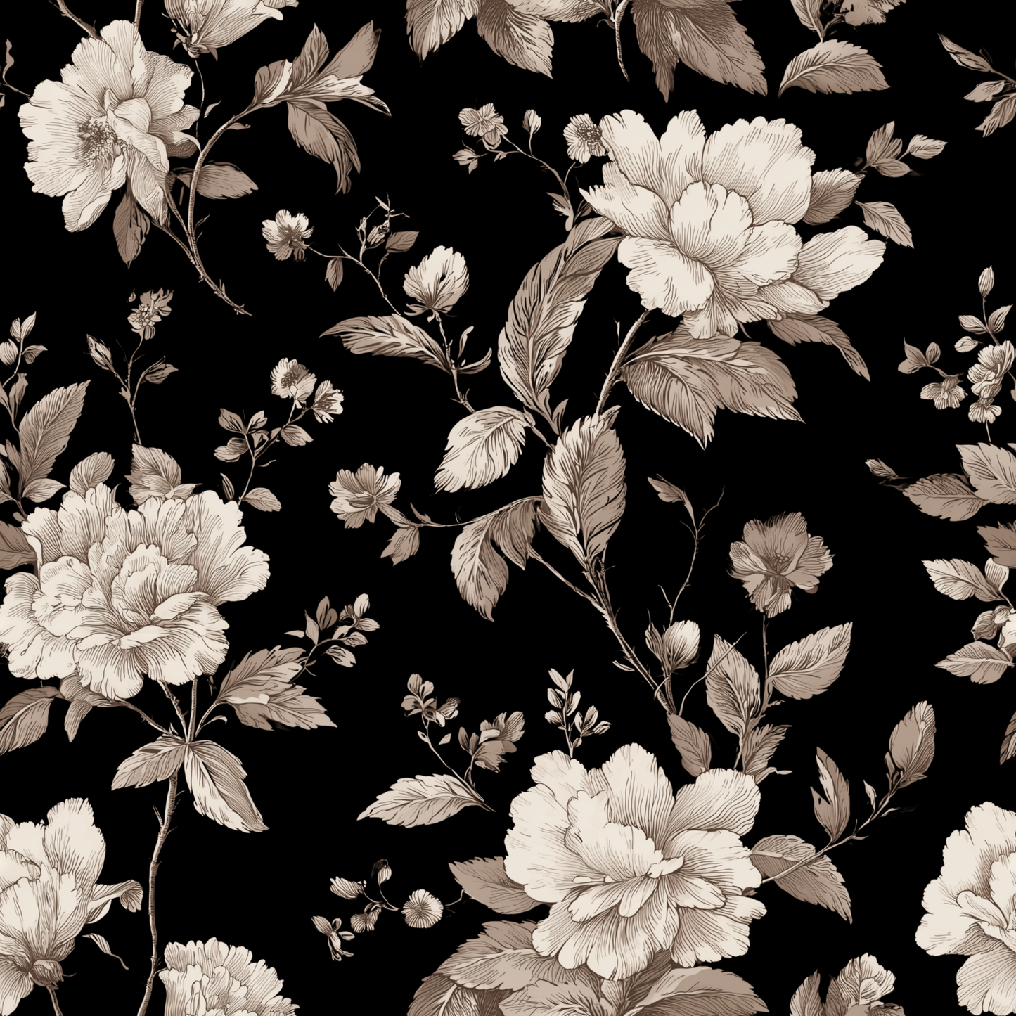 Grandmillennial Noir Botanical Peel and Stick Wallpaper Sample