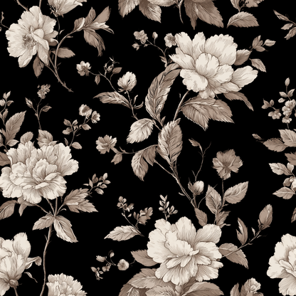 Grandmillennial Noir Botanical Peel and Stick Wallpaper Sample