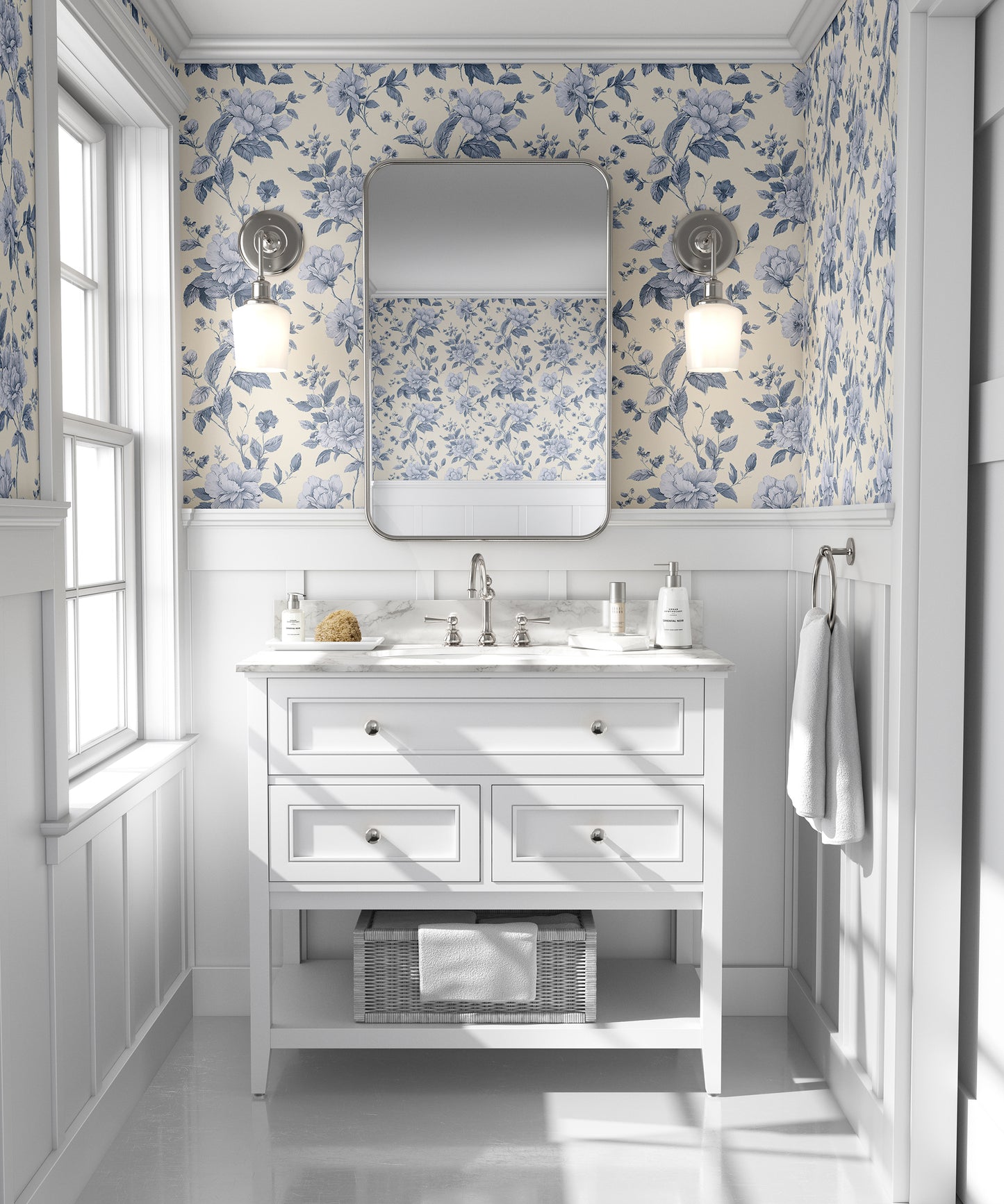 Grandmillennial Noir Botanical Peel and Stick Wallpaper Sample