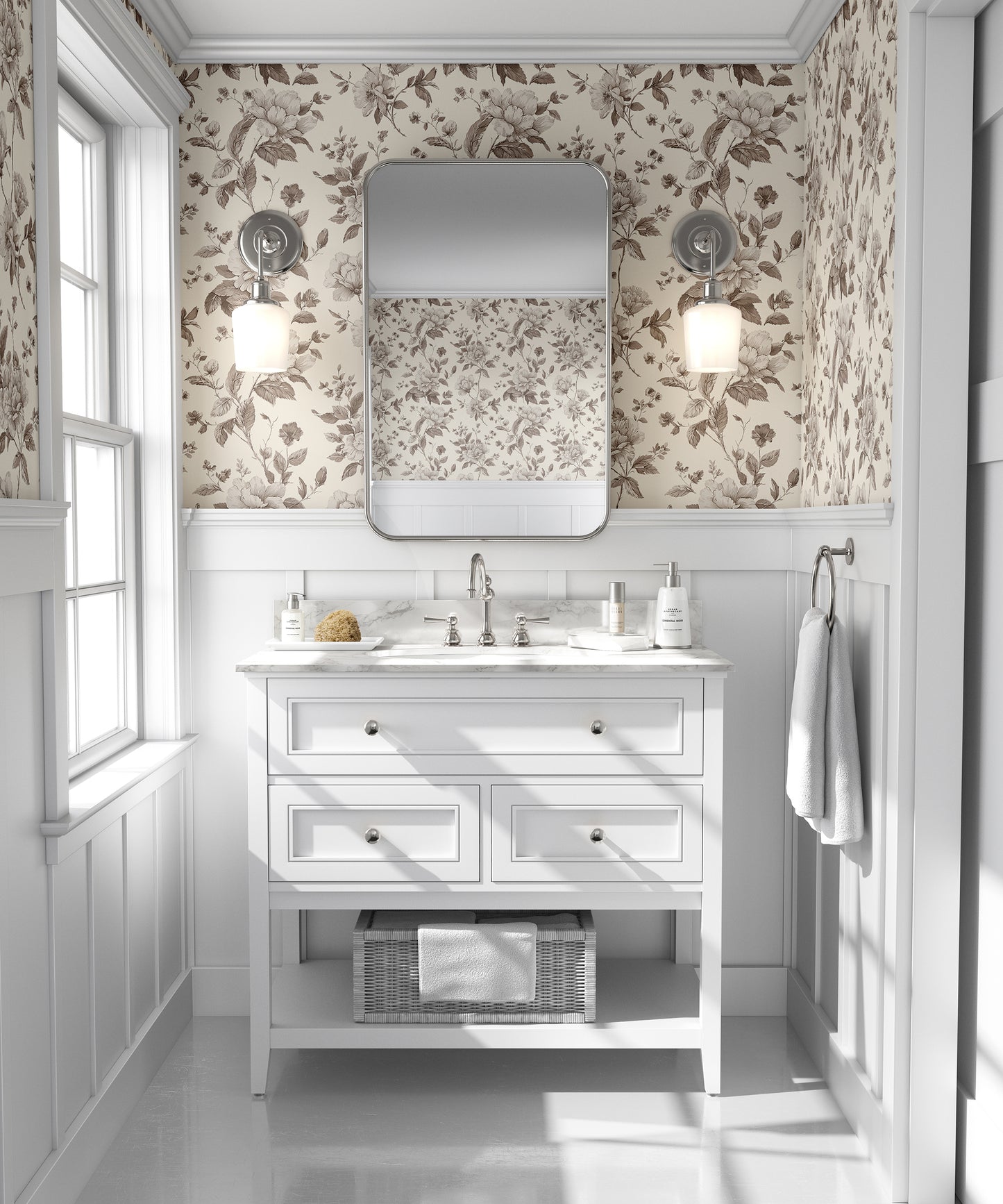 Grandmillennial Noir Botanical Peel and Stick Wallpaper Sample