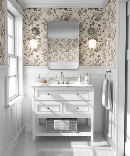 Grandmillennial Noir Botanical Peel and Stick Wallpaper Sample