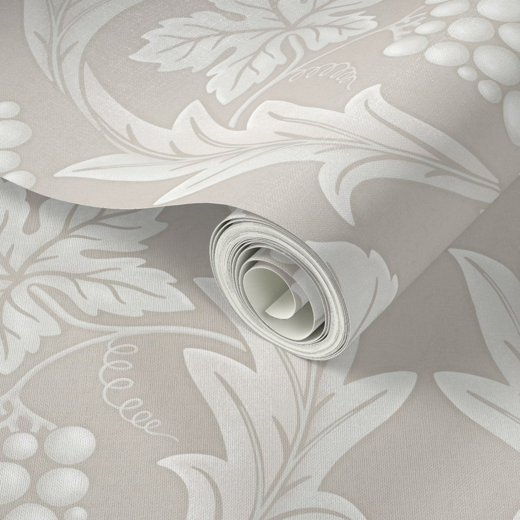 Roll of floral wallpaper with a beige background