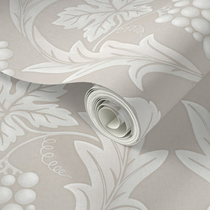 Roll of floral wallpaper with a beige background