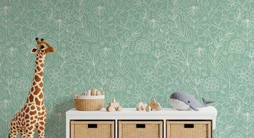 Green Meadow peel and stick wallpaper room mockup