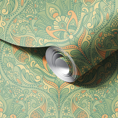 Green Paisley Wallpaper