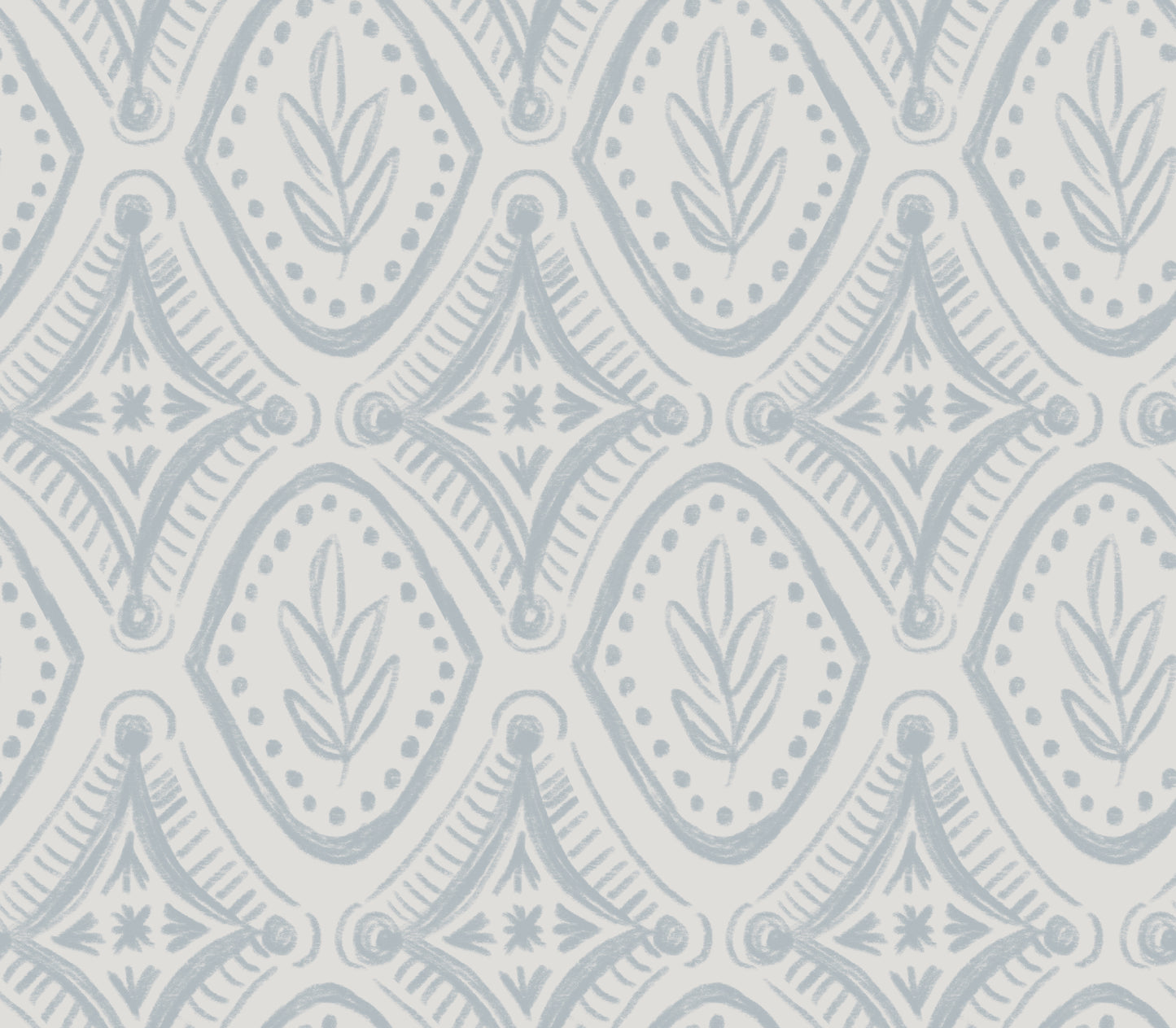 Pattern with blue geometric design on a light gray background