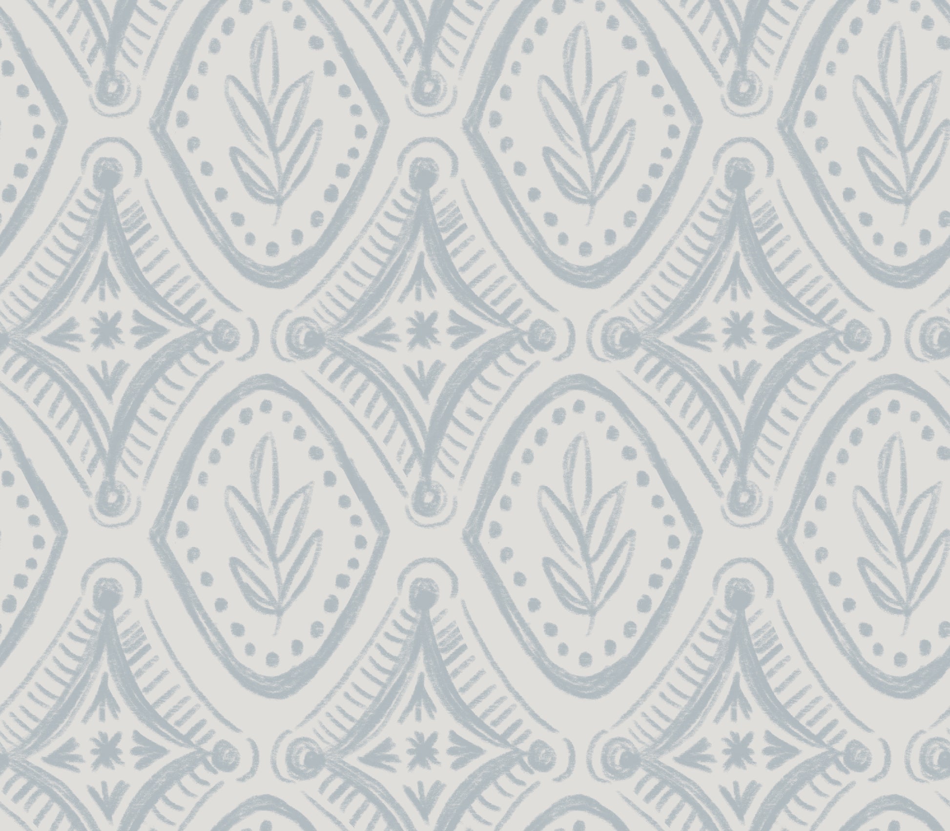 Pattern with blue geometric design on a light gray background