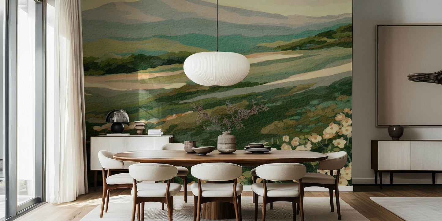 Hillside Floral Bliss Peel and Stick Wall Mural - Floral, Botanical, Mural