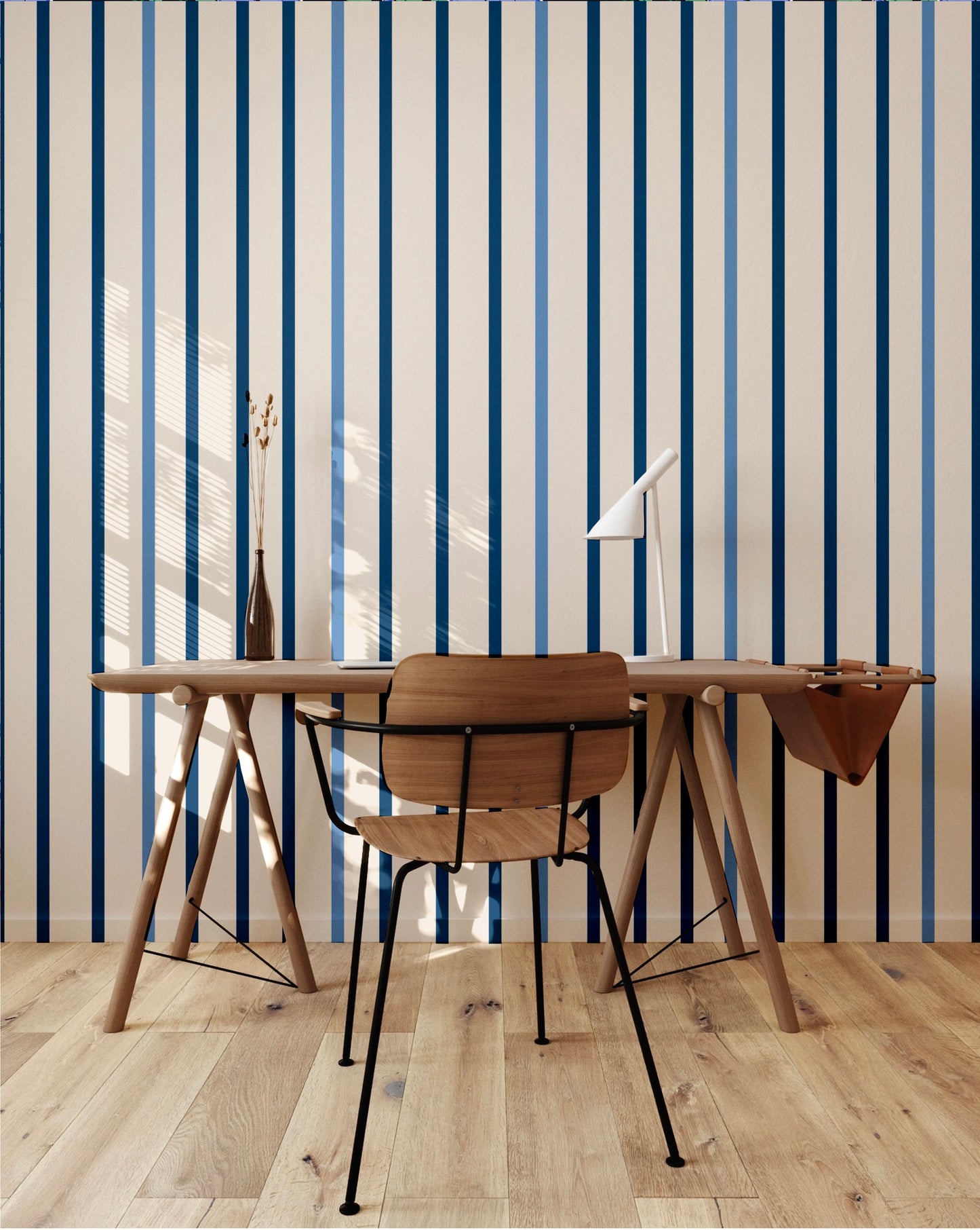 Vertical Small Stripes in Denim Blue