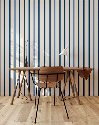 Vertical Small Stripes in Denim Blue