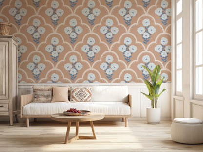 Mallow Bindweed Beige peel and stick wallpaper featured product image