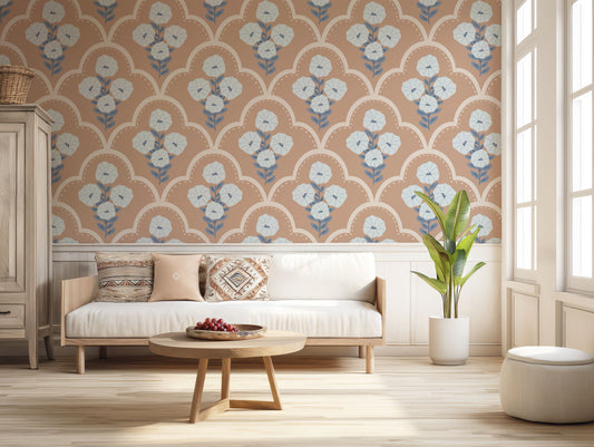 Mallow Bindweed Beige peel and stick wallpaper featured product image