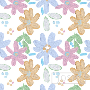 Impasto Florals Blue peel and stick wallpaper pattern swatch