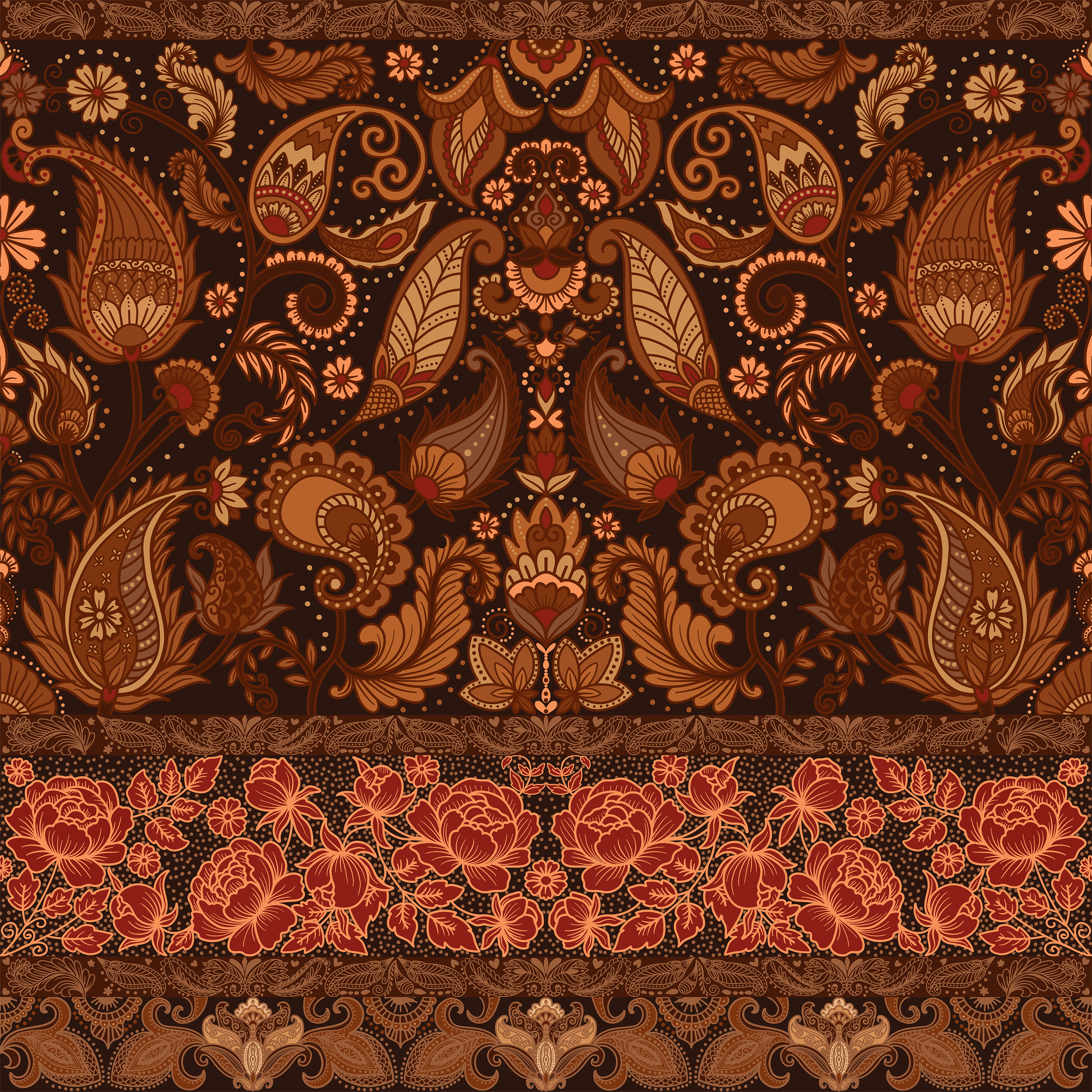 Indonesian Batik Paisley Wallpaper.