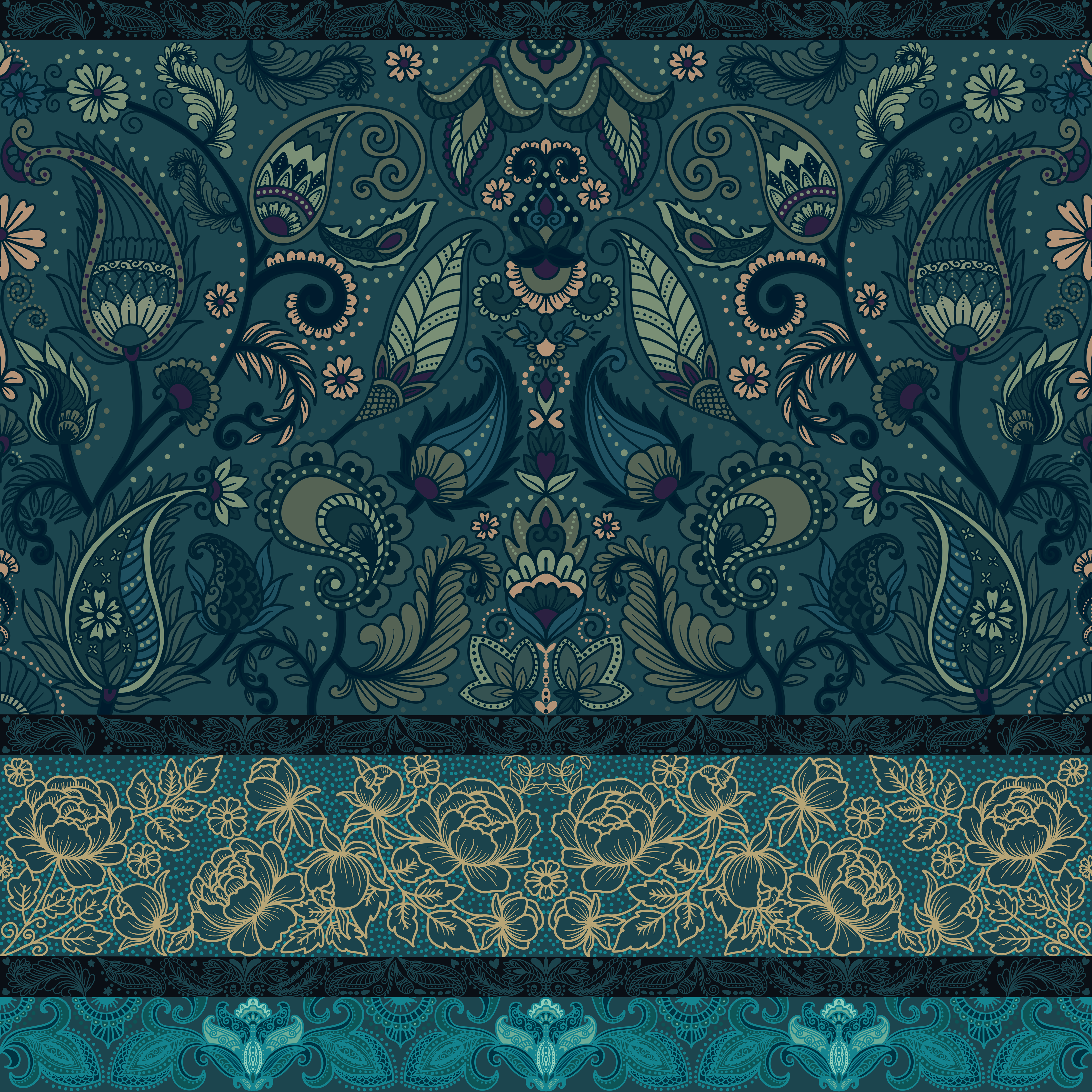 Indonesian Batik Paisley Wallpaper.