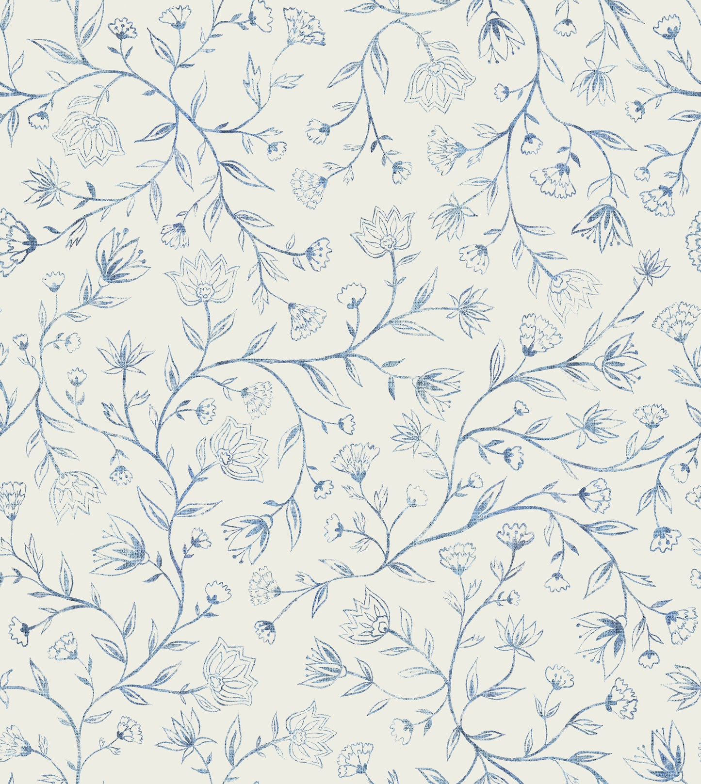 Innessa Floral Blue peel and stick wallpaper pattern detail
