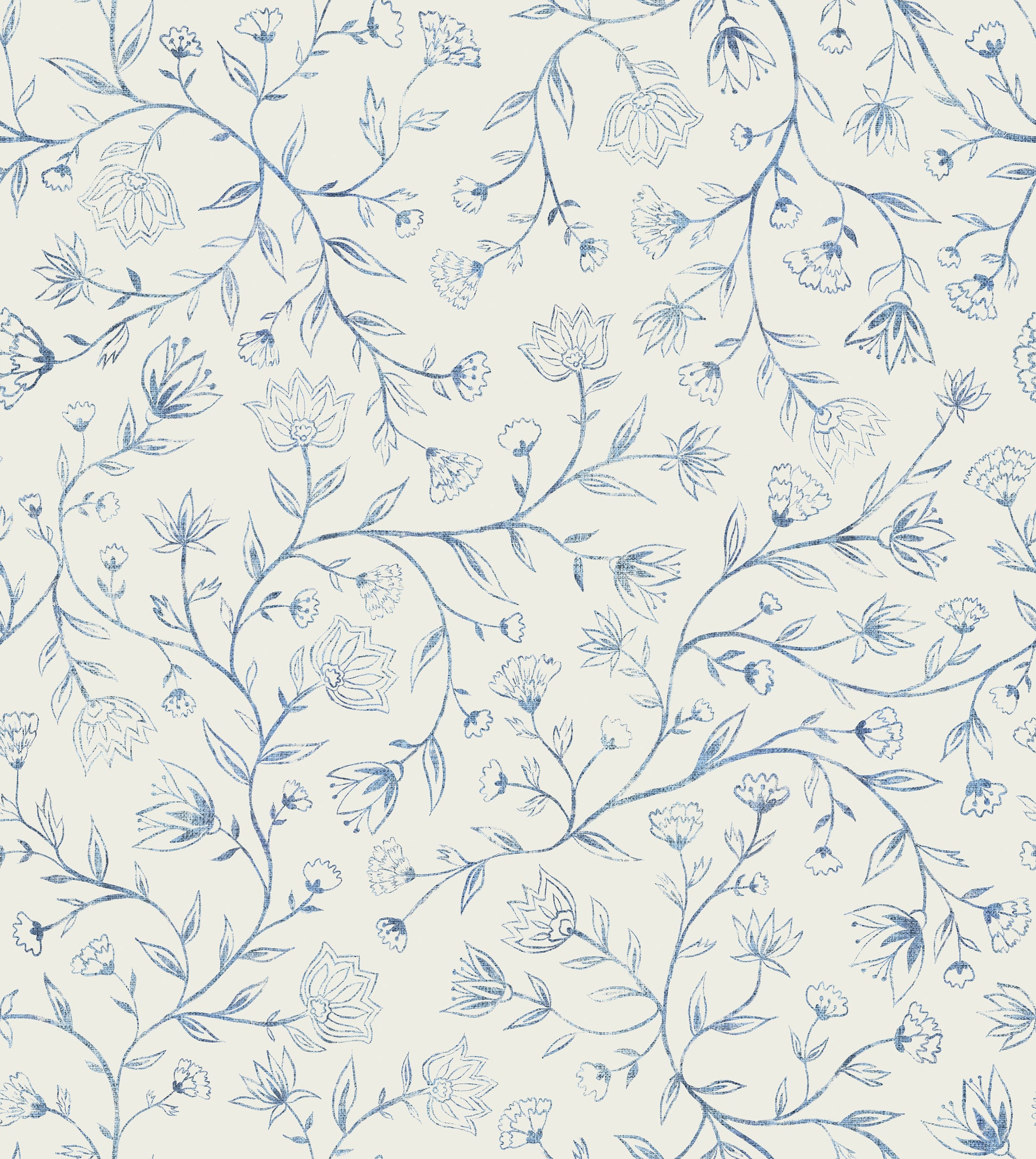 Innessa Floral Blue peel and stick wallpaper pattern detail