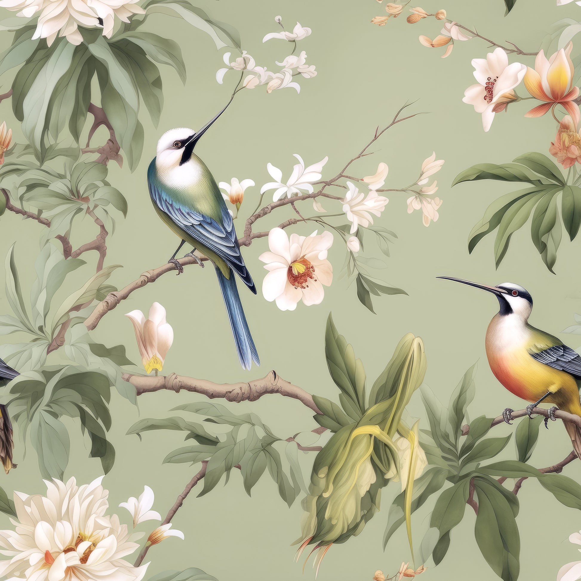 Jade Aviary Wallpaper.