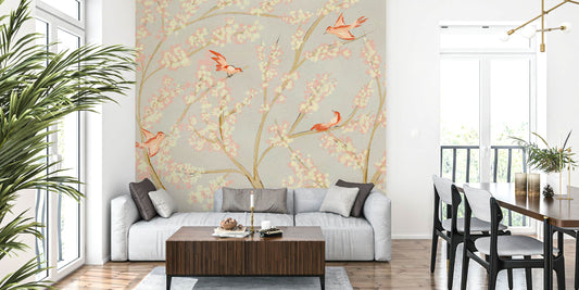 Japanese Style Sakura Peel and Stick Wall Mural - Floral, Botanical, Mural
