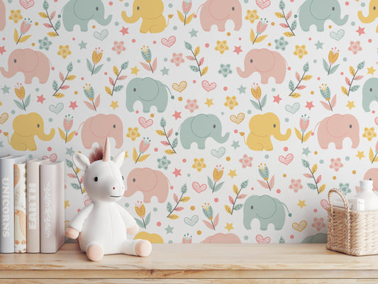 Jungle Joy Adorable Elephant Wallpaper