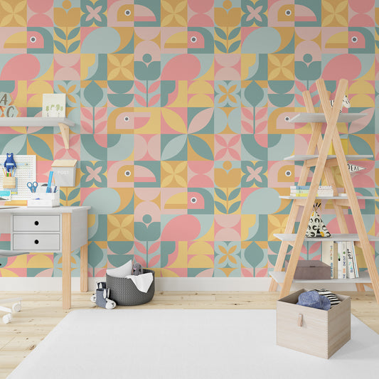 Jungle Joy Adorable Geometric Wallpaper