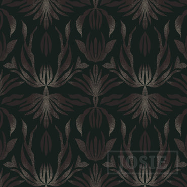 Dark floral pattern with a subtle texture on a black background