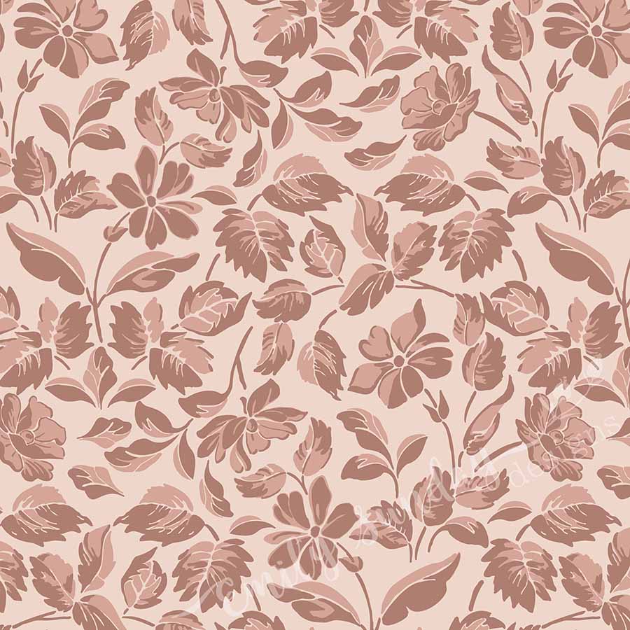 Large Scale Heritage Floral Tapestry Mocha peel and stick wallpaper pattern swatch
