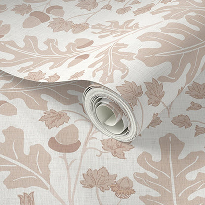 Large Scale Heritage Oak & Acorn Ogee Ivory peel and stick wallpaper sample pattern swatch