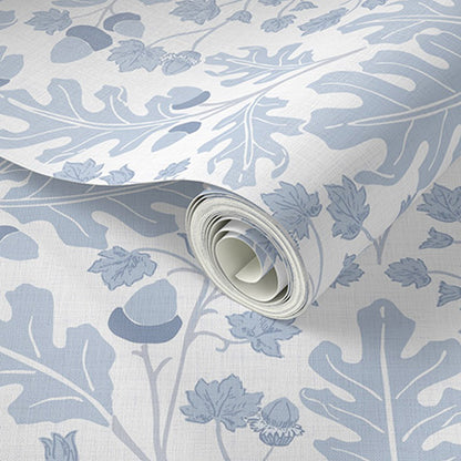 Large Scale Heritage Oak & Acorn Ogee White peel and stick wallpaper sample pattern swatch