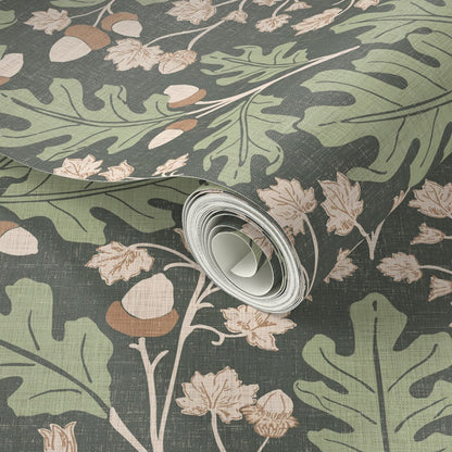 Large Scale Heritage Oak & Acorn Ogee peel and stick wallpaper sample pattern swatch