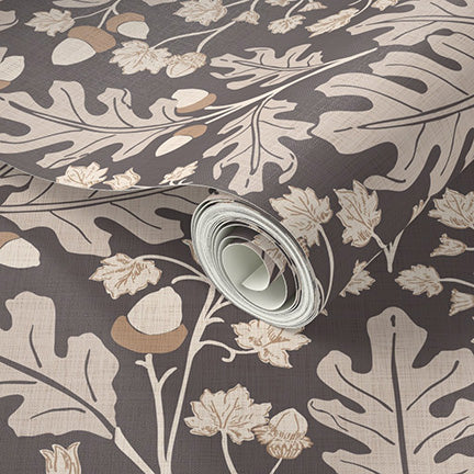 Large Scale Heritage Oak & Acorn Ogee peel and stick wallpaper sample pattern swatch