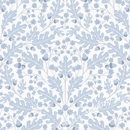 Large Scale Heritage Oak & Acorn Ogee White peel and stick wallpaper pattern swatch