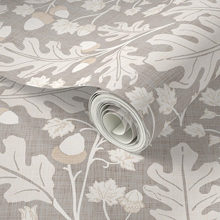 Large Scale Heritage Oak & Acorn Ogee peel and stick wallpaper sample pattern swatch