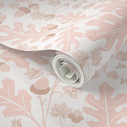 Large Scale Heritage Oak & Acorn Ogee Blush peel and stick wallpaper sample pattern swatch